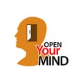 Open Your Mind with people icon. Flat vector illustration on white background Royalty Free Stock Photo