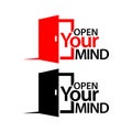 Open Your Mind with people icon. Flat vector illustration on white background Royalty Free Stock Photo