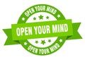 open your mind round ribbon isolated label. open your mind sign. Royalty Free Stock Photo