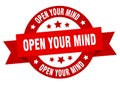 open your mind round ribbon isolated label. open your mind sign. Royalty Free Stock Photo