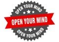 open your mind sign. open your mind circular band label. open your mind sticker Royalty Free Stock Photo