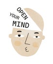 Open Your Mind. Simple Modern Vector Illustration with Human Head. Royalty Free Stock Photo