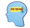 Open your mind text in the person head Royalty Free Stock Photo