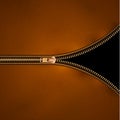 Open zipper on leather background Royalty Free Stock Photo