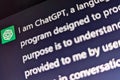 OpenAI ChatGPT artificial intelligence app renders a text prompt that describes itself as a language model