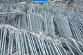 Openair storage of galvanized steel and aluminum frames, ladders, and ringlock scaffolding systems for many applications on Royalty Free Stock Photo