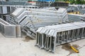 Openair storage of galvanized steel and aluminum frames, ladders, and ringlock scaffolding systems for many applications on