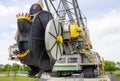 Opencast brown coal mine. Excavator SchRs-315. Extractive industry Royalty Free Stock Photo