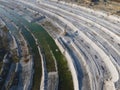 Opencast mining quarry - Aerial view. Industrial Extraction of l Royalty Free Stock Photo