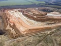 Opencast mining quarry . Industrial Extraction of lime, chalk, sand, calx, caol. top Aerial view