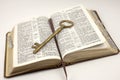 Opened Bible With Golden Key Royalty Free Stock Photo