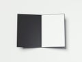 Opened black folder with white paper sheet. 3d rendering