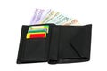 Opened black leather wallet Royalty Free Stock Photo