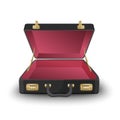Opened black and red briefcase on white background Royalty Free Stock Photo