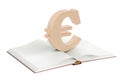 Opened blank book with euro symbol, 3D rendering Royalty Free Stock Photo