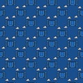 Opened Blue Freight Container vector Shipping modern seamless pattern