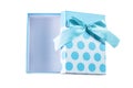 Opened blue gift box isolated on white Royalty Free Stock Photo