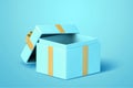 An opened blue gift box with lid Royalty Free Stock Photo