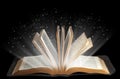 Opened book on black background Royalty Free Stock Photo