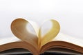 Opened book with heart form sheets. Royalty Free Stock Photo