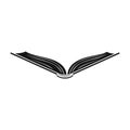 Opened book icon in black style isolated on white background. Books symbol stock vector illustration. Royalty Free Stock Photo