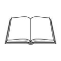 Opened book icon in outline style isolated on white background. Books symbol stock vector illustration. Royalty Free Stock Photo