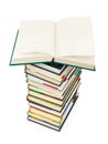 Opened book on stack Royalty Free Stock Photo