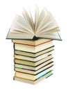 Opened book on stack Royalty Free Stock Photo