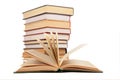 Opened book and stack of books Royalty Free Stock Photo