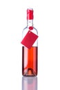 Opened Bottle Rose Wine on White Background