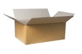 Opened brown carton shipping box. Isolated on white background. This has clipping path