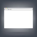 Opened browser window template on dark background . Past your content into it