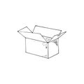 Opened Cardboard box. Hand-drawn empty postal package. Royalty Free Stock Photo