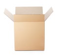 Opened cardboard box taped up Royalty Free Stock Photo