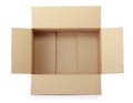 Opened cardboard box taped up Royalty Free Stock Photo