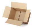 Opened cardboard box taped up Royalty Free Stock Photo