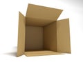 Opened cardboard package box. 3D Royalty Free Stock Photo