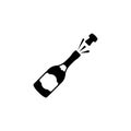 Opened Champagne Bottle, Cork Explosion Vector Icon Royalty Free Stock Photo
