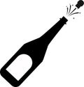 opened champagne bottle icon. champagne bottle sign. champagne bottle explosion symbol. flat style Royalty Free Stock Photo