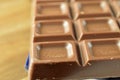 Opened chocolate bar. Karl Fazer Milk Chocolate, commonly known as Fazer Blue Finnish: Fazerin Sininen.
