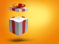 opened Christmas present isolated on orange fresh colored background 3d-illustration Royalty Free Stock Photo