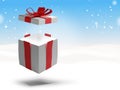 opened Christmas presents hovering over the snow 3d-illustration