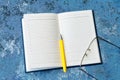 Opened clean business notebook and pen Royalty Free Stock Photo