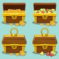 Opened and closed antique treasure chest Royalty Free Stock Photo