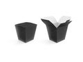 Opened and closed black blank wok box mockup stand ,