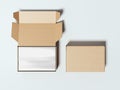 Opened and closed cardboard packages. 3d rendering Royalty Free Stock Photo