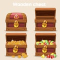 Opened and closed chest with coins diamonds Royalty Free Stock Photo