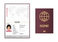 Opened and closed female passport vector illustration isolated