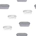 Opened and closed food tin cans, seamless pattern sketch vector. Royalty Free Stock Photo