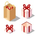 Opened and closed present gift boxes Royalty Free Stock Photo